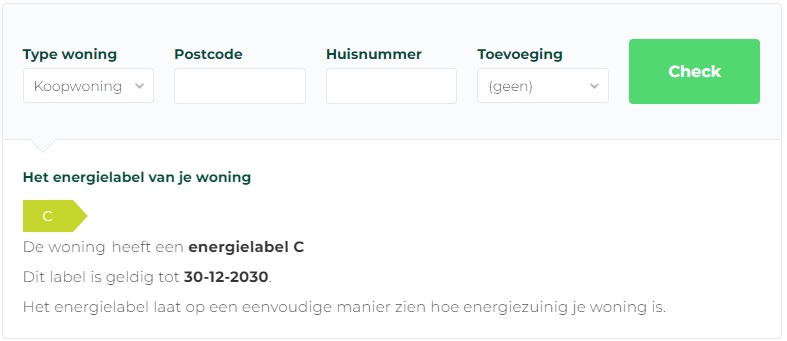 Energielabel zoeken