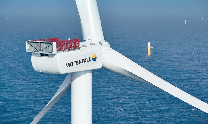 Windmolen van Vattenfall op zee