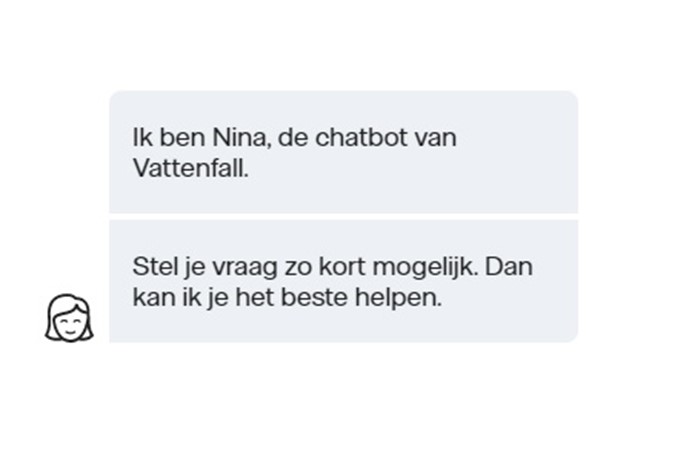 Chatbot Nina openingszin