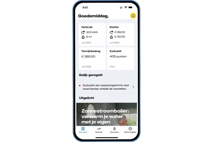 Smartphone met energie-app